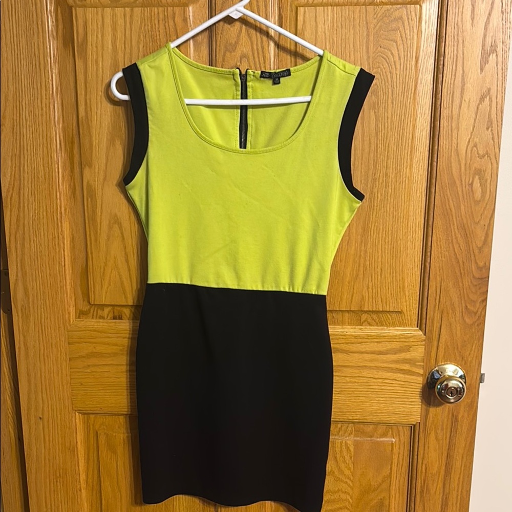 BeBop Green and Yellow Sheath Mini Dress for Cocktail